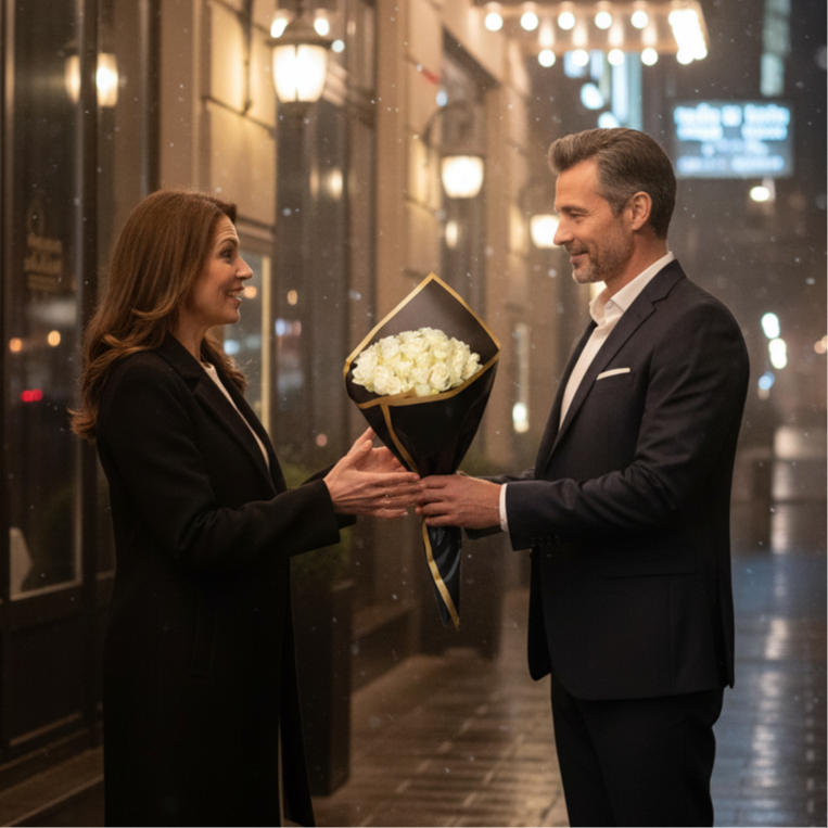 Zarif Beyaz Gül Buketi