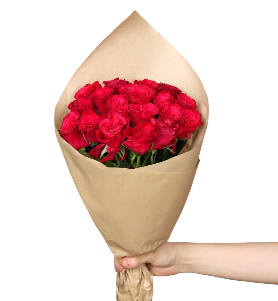 Kraft Kırmızı 19'li Gül Buketi