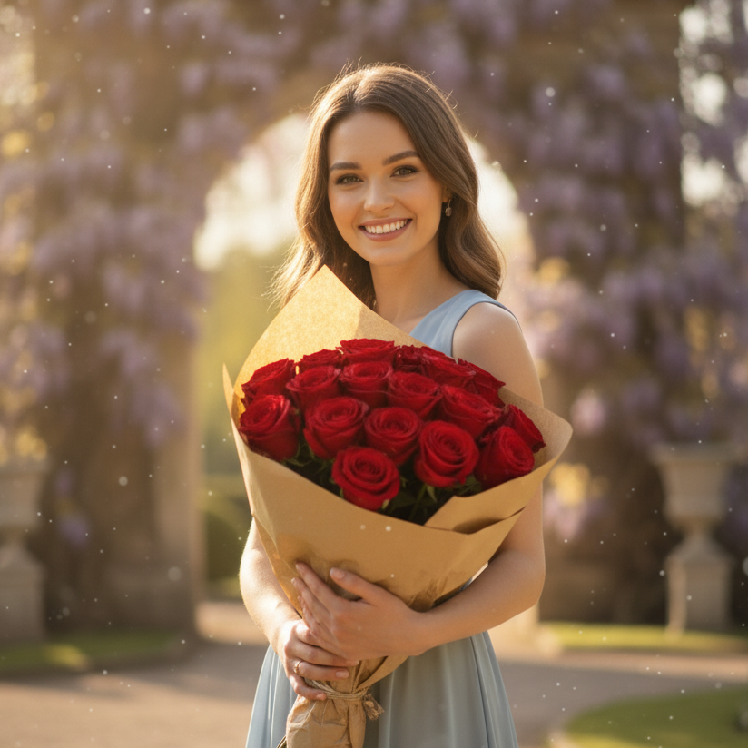 Kraft Kırmızı 19'li Gül Buketi