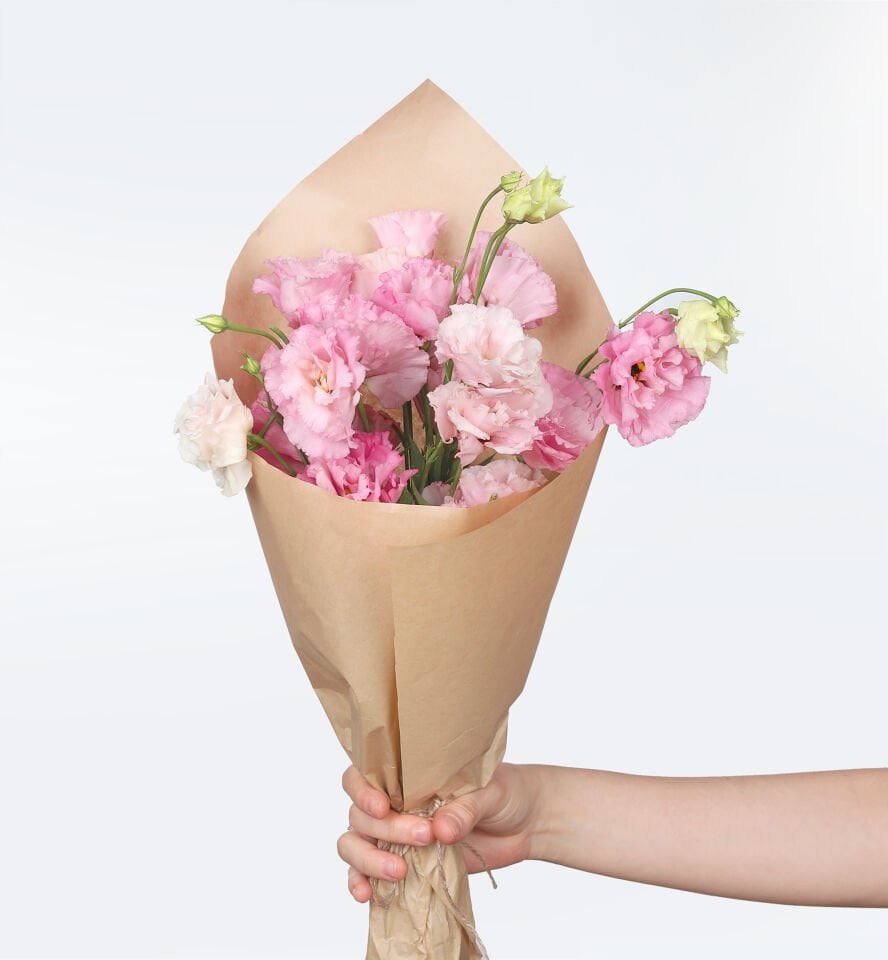 Kraft Pembe Lisyantus Buketi