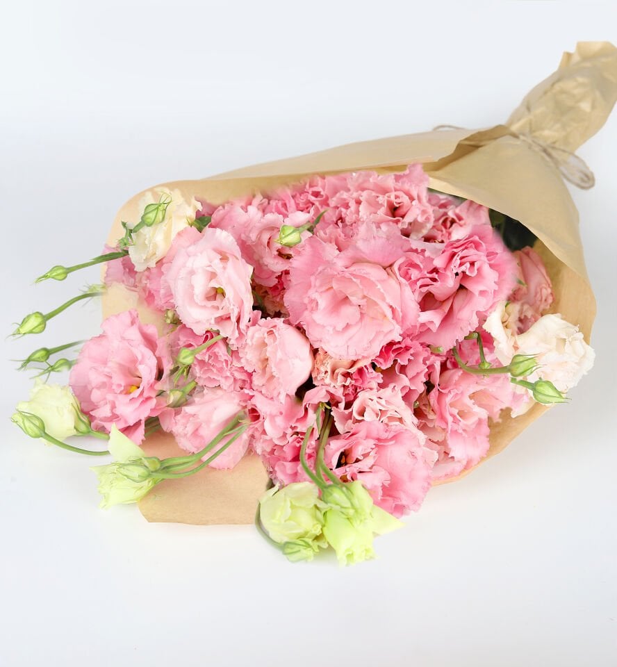 Kraft Pembe Lisyantus Buketi